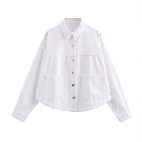 Damen Jeansjacke Hemd Locker Lässig Einreihig Langarm Große Taschen Gebogener Saum Oberbekleidung