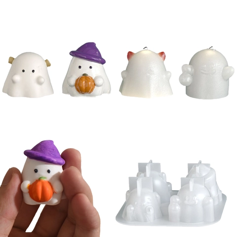 Halloween Ghost Silicone Mold Multi Cavity DIY Candle Resin Soap Chocolate Cake Making Cute Spooky Festival Decoration