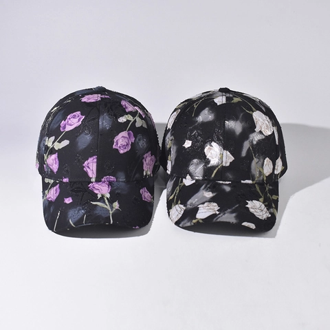 Cappellino Da Baseball In Cotone Con Stampa Floreale Rosa Vintage Cappello Outdoor Protezione Solare