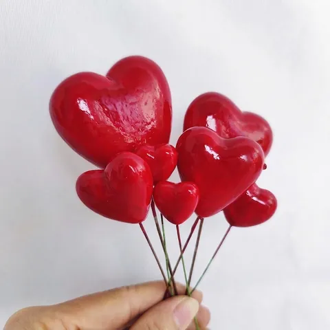 Decorazioni Torta Cuore Rosso Lucido In Schiuma Con Filo Di Ferro Lungo Per Matrimonio Compleanno Festa Decorazione Floreale