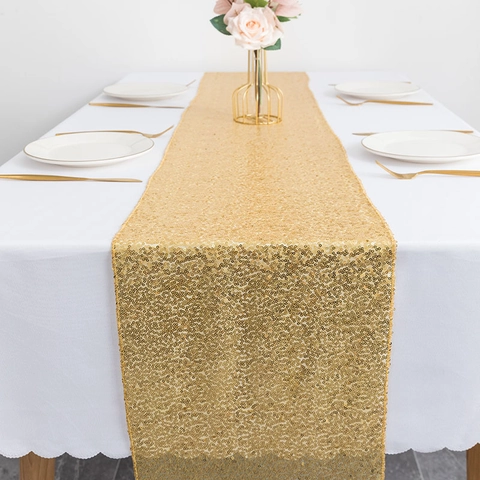 Glinsterende Pailletten Tafelloper Polyester Gaas Voor Bruiloft Verjaardag Feest Kerst Eettafel Decoratie Elegant