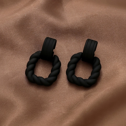 Geometric Square Drop Earrings Vintage Matte Acrylic Twisted Texture With 925 Sterling Silver Earring Post For Women