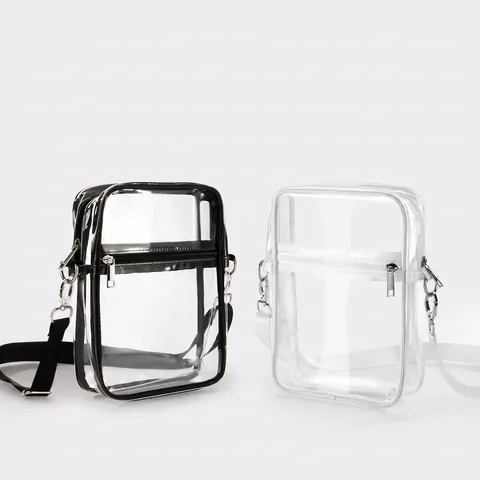 Stadium Approved Transparent PVC Crossbody Bag Waterproof Adjustable Strap Travel Sport Messenger Shoulder Bag Clear