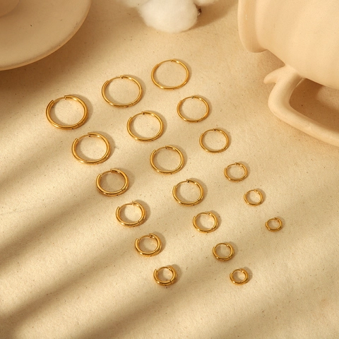 Pendientes De Aro Minimalistas De Acero Inoxidable Chapado En Oro Impermeables Geométricos Joyería De Moda Para Mujer