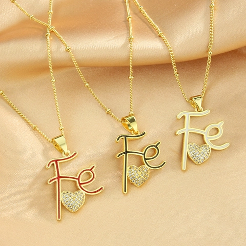 Geloofsbrief Fé Hart Hanger Ketting 18K Verguld Koper Micro Pave Zirkoon Emaille Kralen Satelliet Ketting Sieraden Voor Dames