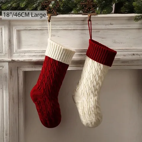 Calze Di Natale In Maglia Acrilica Decorazione Appesa Per Feste Ornamento Rustico Per Camino Celebrazione