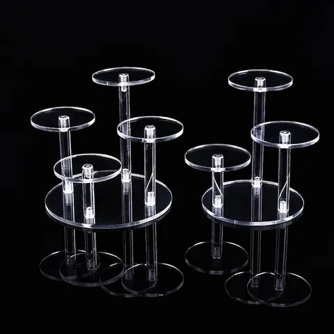 Clear Acrylic Tiered Jewelry Display Stand Round Platform Riser For Action Figures Collectibles Showcase Organizer