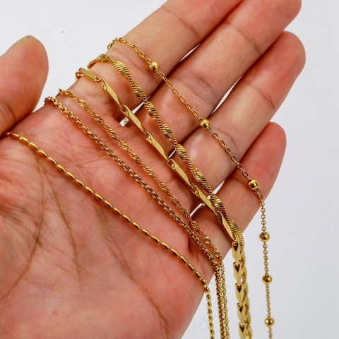 Minimalist 18K Gold Plated 316 Stainless Steel Chain Necklace Unisex Versatile DIY Jewelry Accessory Link Snake Box