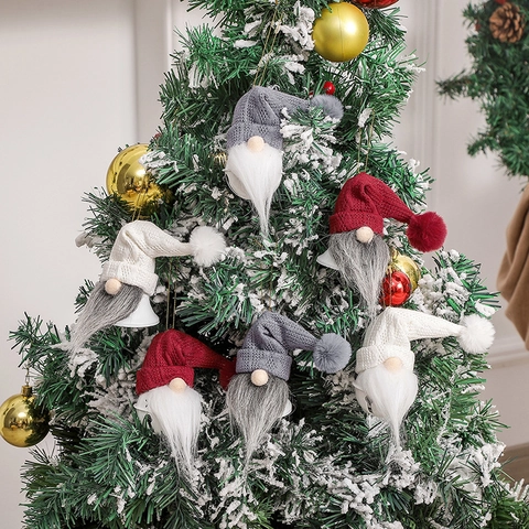 Gnomo Di Natale Ornamenti Per Campanelli Appesi Nordico Senza Volto Vecchio Uomo Maglia Peluche Decorazioni Albero Natale