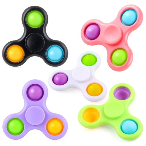 Fidget Spinner Pop It Giocattolo Silicone Colorato Plastica Doppia Funzione Antistress Sensoriale Per Bambini Adulti