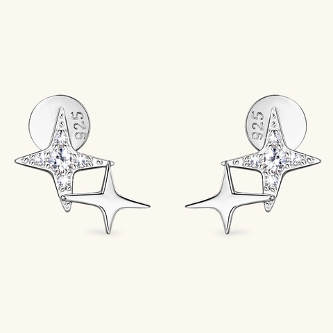 Orecchini a Bottone a Stella in Argento Sterling 925 Moissanite per Donna Minimalisti Colore D VVS1 Piccoli Gioielli Geometrici