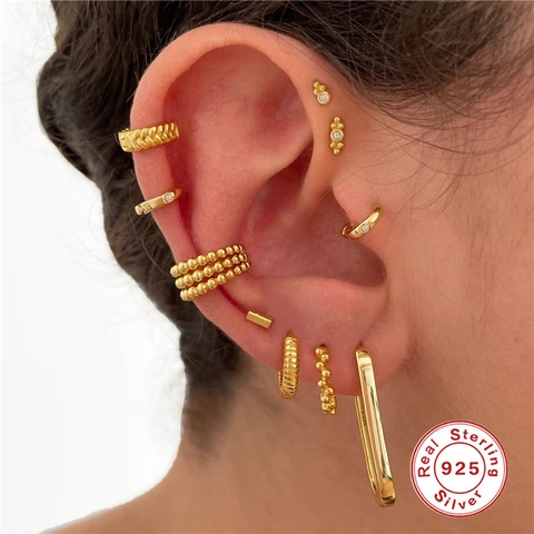 Ear Cuff In Argento Sterling 925 Con Zirconia Placcato Oro Senza Buco Gioielli Minimalisti A Doppio Strato Da Donna