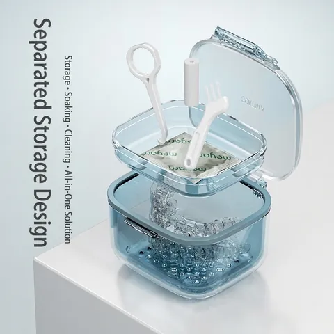 Multi Layer Retainer Box U055 Orthodontic Denture Case Drainage Soaking Basket Portable Plastic Magnetic Lock Guard