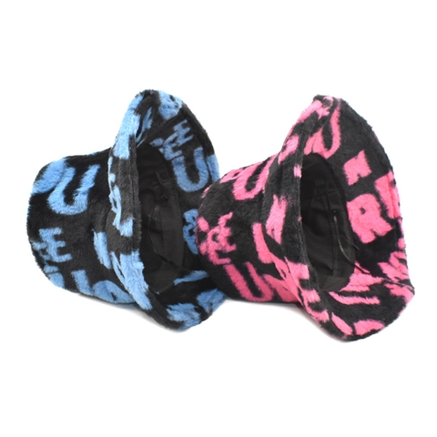 Chapeau Bob En Fausse Fourrure Chaud Hiver Imprimé Lettres Monogramme Peluche Streetwear Accessoire Mode Homme Femme