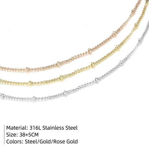 Collier Multi-Rangs en Acier Inoxydable Géométrique Rond Martelé Cercle Barre Pendentif Plaqué Or Femme Mode Bijoux Minimalistes