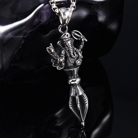 Collar Con Colgante De Ganesha Vajra Phurba Joyas De Amuleto Budista Tibetano Religioso Acero Inoxidable Plata Vintage Hombre Mujer