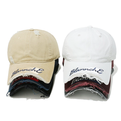 Vintage Distressed Cotton Baseball Cap For Men Women American Street Style Broken Brim Letter Embroidery Hip Hop Sun Hat