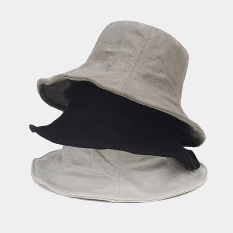 Bucket Hat Cotton Linen Foldable Sun Protection Summer Sunscreen Japanese Style Casual Solid Color Women
