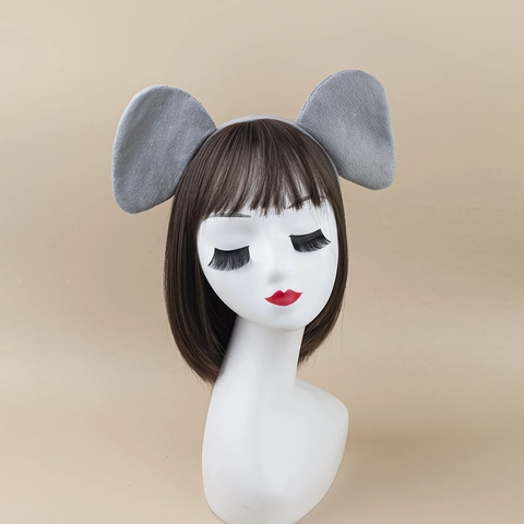 Elephant Ears Headband Nose Tail Bow Tie Tutu Set Grey Plush Animal Costume Kids Halloween Cosplay Party