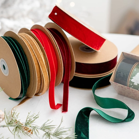 Cinta De Terciopelo Flocado De Una Sola Cara Color Sólido Para Envolver Regalos De Navidad DIY Accesorios De Lazo Decoración
