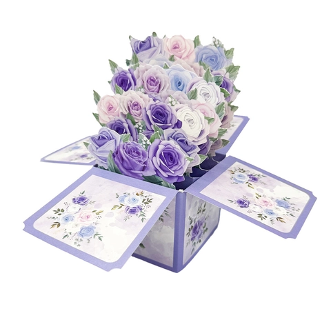 3D Pop Up Greeting Card Bouquet Flower Box Handmade Paper Carving Gift For Birthday Mothers Day Anniversary Holiday
