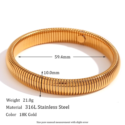Bracciale Tubogas In Acciaio Inossidabile Placcato Oro 18K Catena A Serpente Elastica Gioielli Di Moda Minimalisti Per Donne