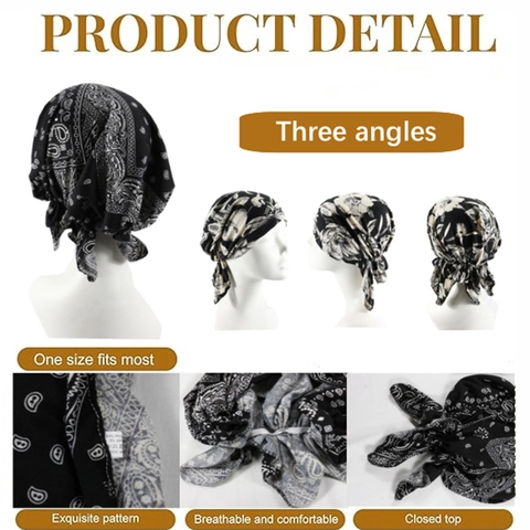 Bonnet Turban Pré-noué Pour Femmes Chapeau De Nuit Imprimé Enveloppe De Tête Élastique Douce Motif Paisley Floral