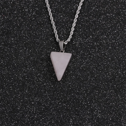 Geometrische Dreieck Anhänger Halskette Mit Naturstein Edelstahl Kordelkette Mode Schmuck Unisex Geschenk
