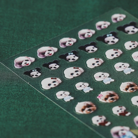 3D Embossed Nail Art Stickers Self Adhesive Cartoon Dog Puppy Poodle Design DIY Manicure Decoration Cute Pet Pattern