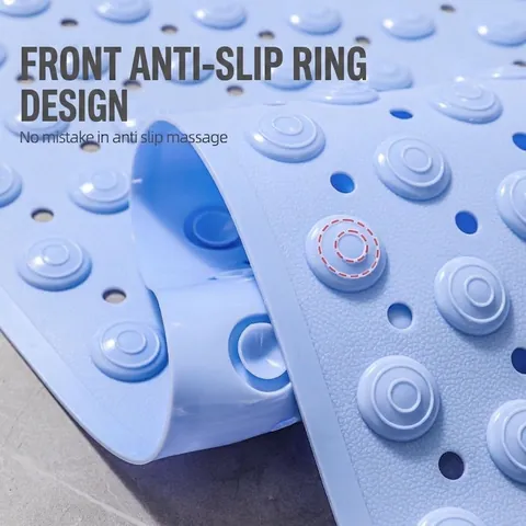 Non-Slip Bathroom Mat With Massage Brush PVC Shower Floor Pad Suction Cups Drainage Holes Foot Scrubber Massage Mat