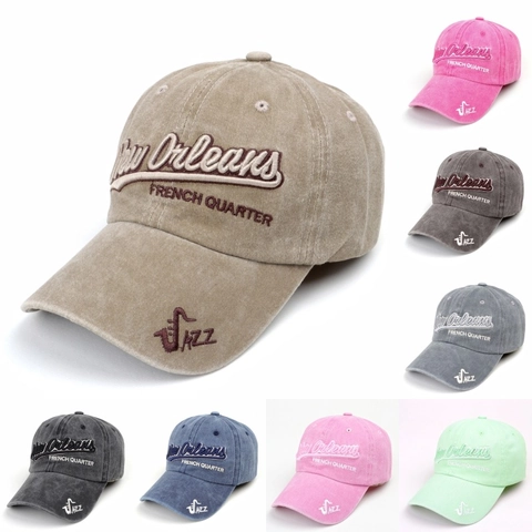 Vintage Washed Cotton Baseball Cap New Orleans Stickerei Distressed Casual Sonnenhut Für Herren Damen Verstellbar