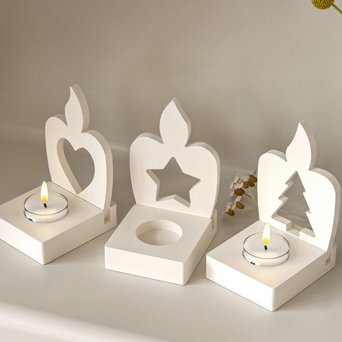 Candle Holder Silicone Mold Christmas Tree Star Heart Shape DIY Resin Casting Plaster Craft Handmade Home Decor