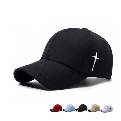Baseball Cap Side Cross Embroidery Curved Brim Polyester Breathable Casual Sport Hat For Men Women