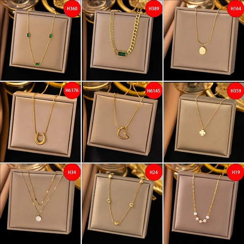Collar Con Colgante De Acero De Titanio Chapado En Oro Perla Artificial Circonita Cadena De Clavícula Elegante Joyería Regalo Para Mujer