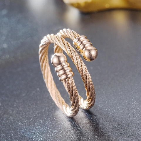 Mode Titanium Staal Gevlochten Draad Open Ring Voor Mannen Vrouwen Verstelbare Geometrische Band Vinger Sieraden Cadeau