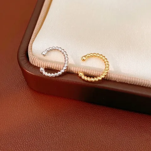 Minimalistische Ear Cuffs Gedraaid Touw Kraal Koper 18K Verguld Zirkoon Zilveren Oorbellen Post Dames Sieraden