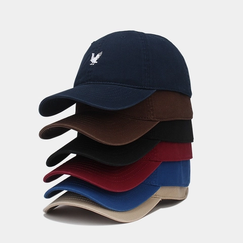 Baseball Cap Cotton Embroidered Eagle Curved Brim Sun Protection Outdoor Casual Adjustable Hat For Men Women