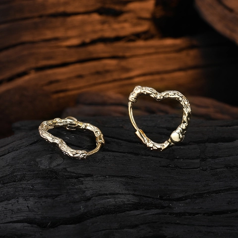 Herz Huggie Ohrringe Unregelmäßige Textur Kupfer Minimalistischer Eleganter Schmuck Für Frauen