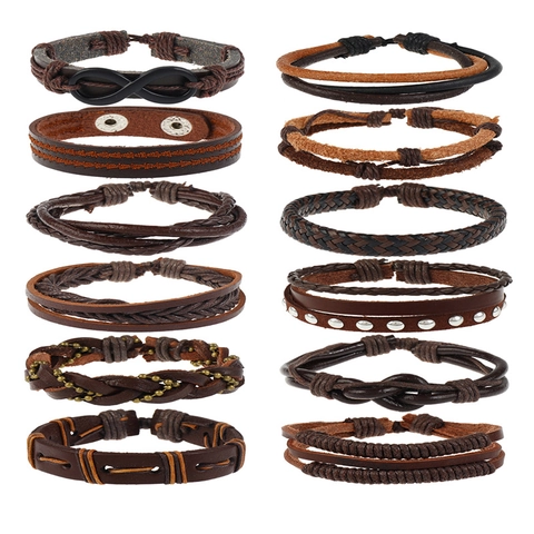 Vintage Geflochtenes Armband Rindsleder PU Wachsschnur Legierung Hanfseil Verstellbares Punk Armreif Männer Frauen Retro Schmuck