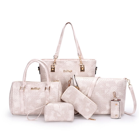 Damen Gewebte Textur PU Leder Einkaufstasche Handtasche Schultertasche Geldbörse Kosmetiktasche Schlüsseletui Trendy Retro Große Kapazität
