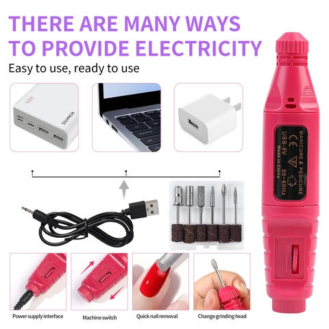 Forniture Nail Art Con Lampada LED UV Fresa Elettrica Smalto Gel Polvere Acrilica Paillettes Pennelli Per Manicure Fai Da Te