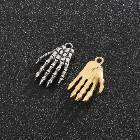 Colgantes De Mano De Esqueleto De Acero Inoxidable Amuletos De Hueso Góticos Retro Para Hacer Joyas DIY Accesorios Hip Hop Punk