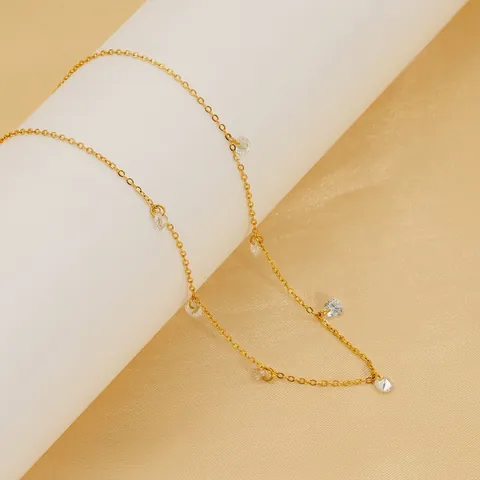 Elegante Collana Con Ciondoli In Zircone Acciaio Inossidabile Placcato Oro 18K Catena Di Clavicola Vintage Gioielli Per Donna