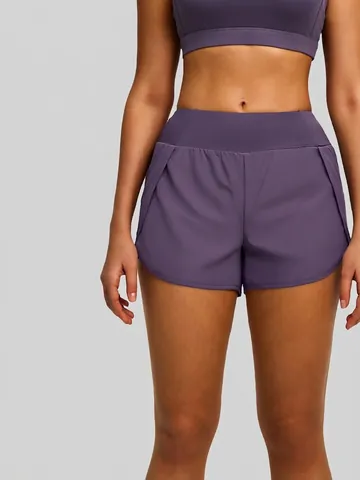Pantaloncini Sportivi 2-In-1 Da Donna Vita Alta Asciugatura Rapida Yoga Corsa Fitness Palestra Con Tasche Laterali