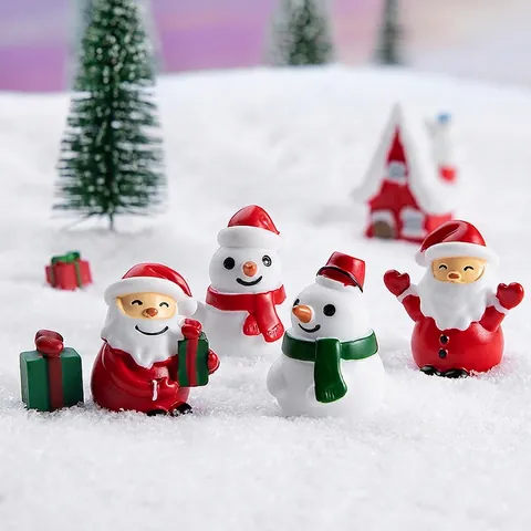 Christmas Miniature Figurines Resin Santa Claus Snowman Ornaments Micro Landscape Desktop Decoration Cartoon Cute Novelty