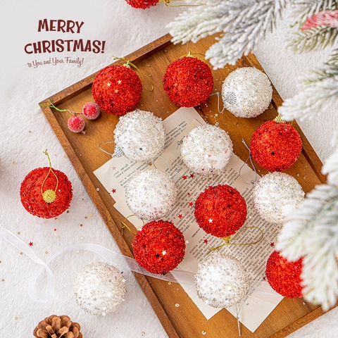 Adornos De Bolas De Navidad Colgantes Brillo Espuma Lentejuelas Estrella Decoración De Fiesta En Casa