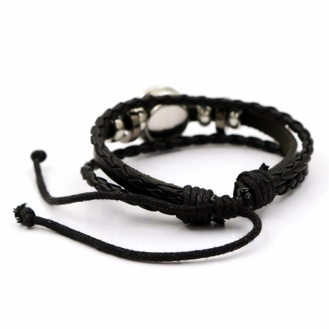 Pulsera De Cuero De Bombero Trenzada Multicapa Cabochon De Vidrio Joyería De Rescate Tributo Héroe Unisex