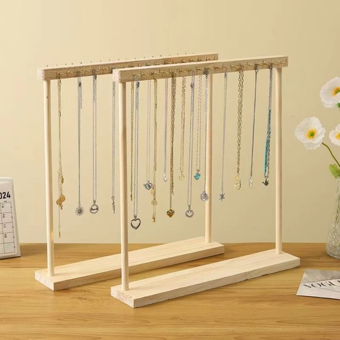 Présentoir À Bijoux En Bois Pour Colliers Crochets Métalliques Organisateur De Bureau Pour Pendentifs Bracelets Minimaliste
