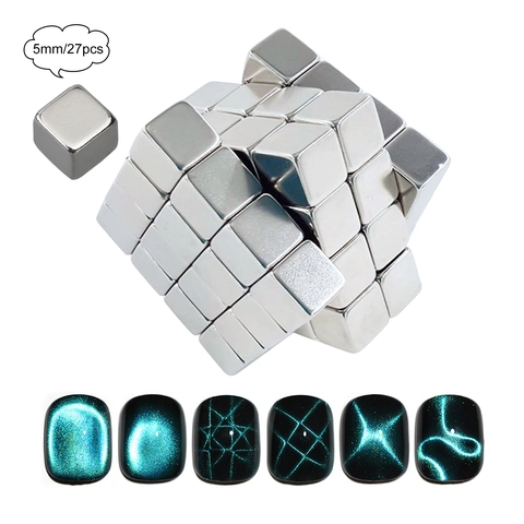 Outil Aimant Ongles Cat Eye Cube Métal Carré Damier Motif Étoile Manucure Salon Professionnel