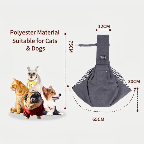 Reversible Pet Sling Carrier Soft Polyester Widened Strap Foldable Travel Bag For Small Dogs Cats Comfort Outdoor Sling Bag